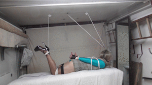 naughtynina.net - Table Tied In The Garage (plus anal hook) thumbnail